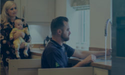 Gas engineer in kitchen